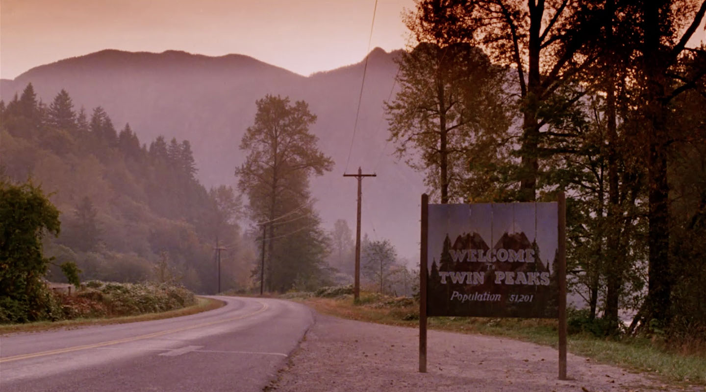 The "Welcome to Twin Peaks sign" seen in Twin Peaks: Fire Walk Wi...