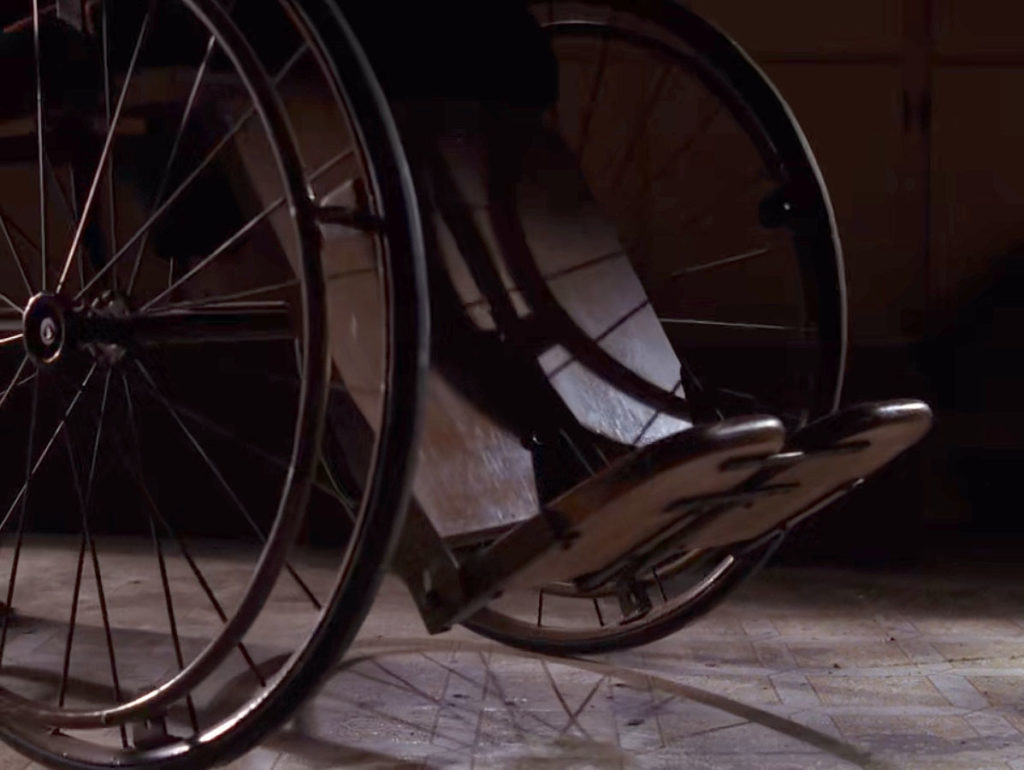 Leo Johnson's empty wheelchair in Episode 2014
