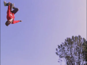 Cheerleader flying through the air