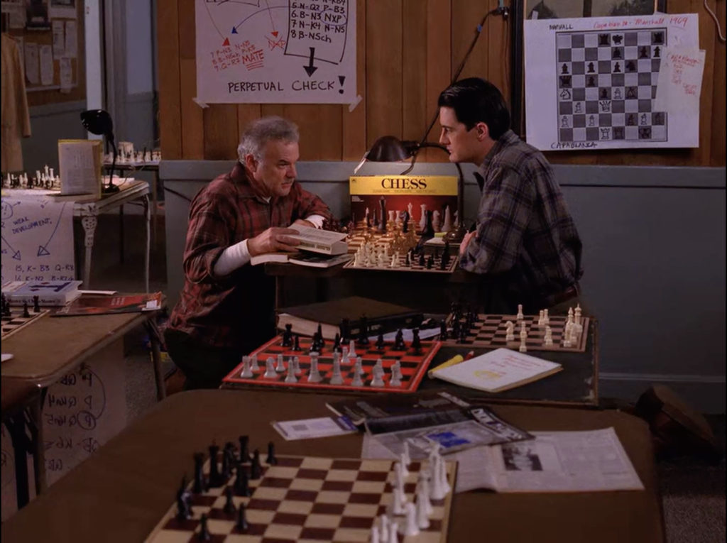 Pete Martell and Dale Cooper discuss chess