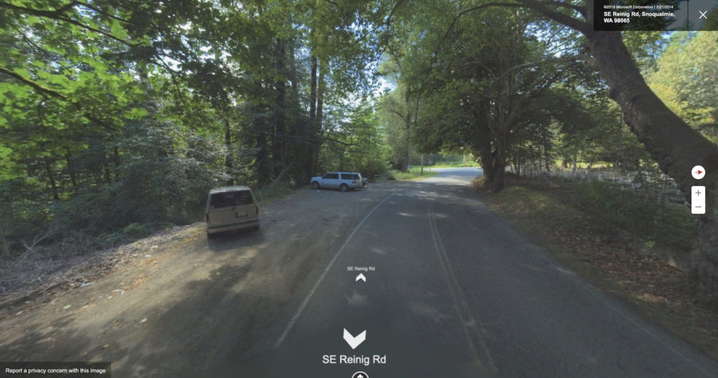 Twin Peaks Film Location - Reinig Road from Bing Maps