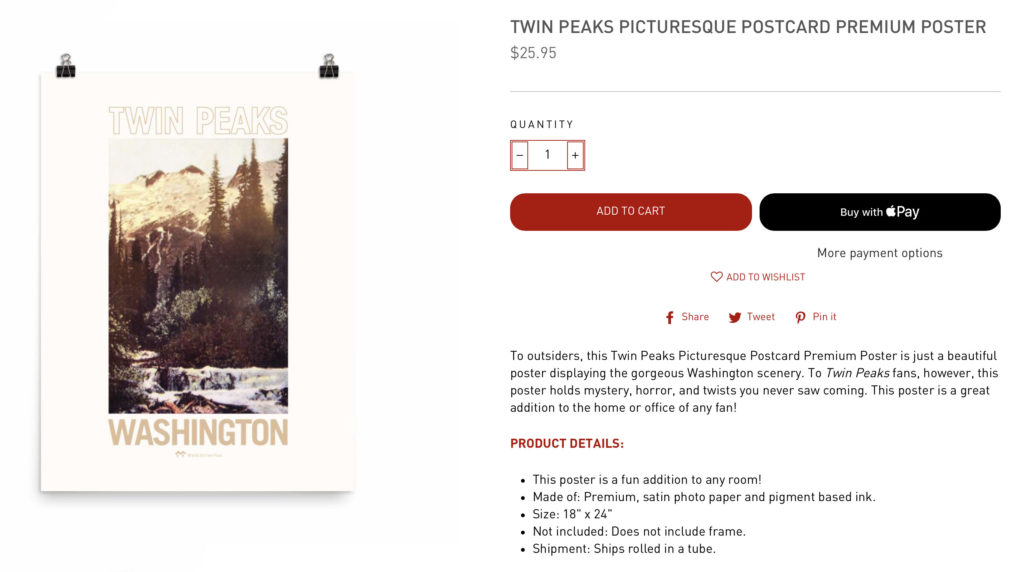 Twin Peaks Poster from Showtime Store