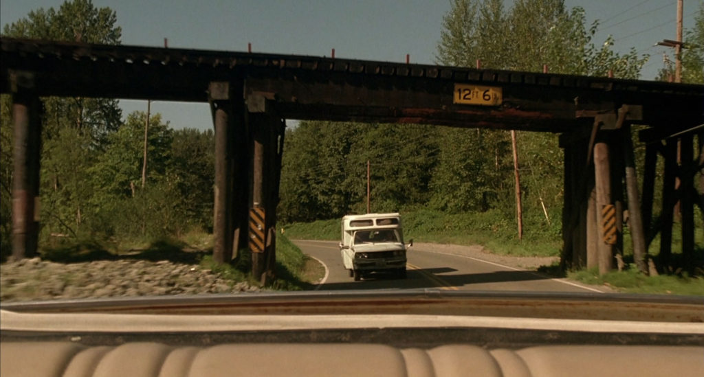 Twin Peaks Film Location - Mike the One Armed Man driving
