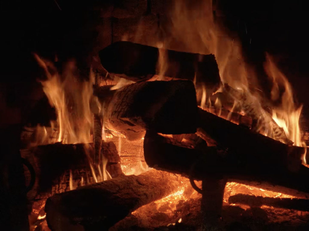 Fireplace burning