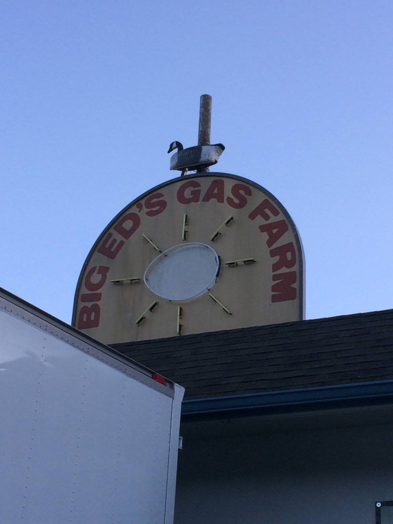 Big Ed's Gas Farm sign