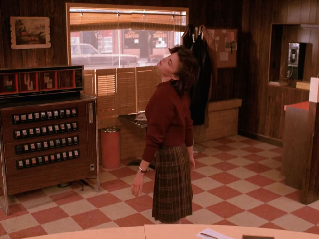 Audrey dancing at the Double R Diner