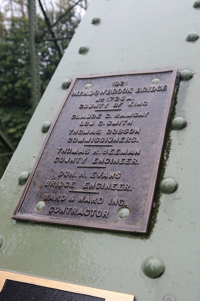 Meadowbrook Bridge Dedication Plaque