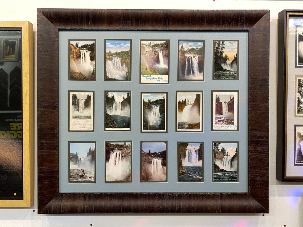 Framed image of Snoqualmie Falls postcards