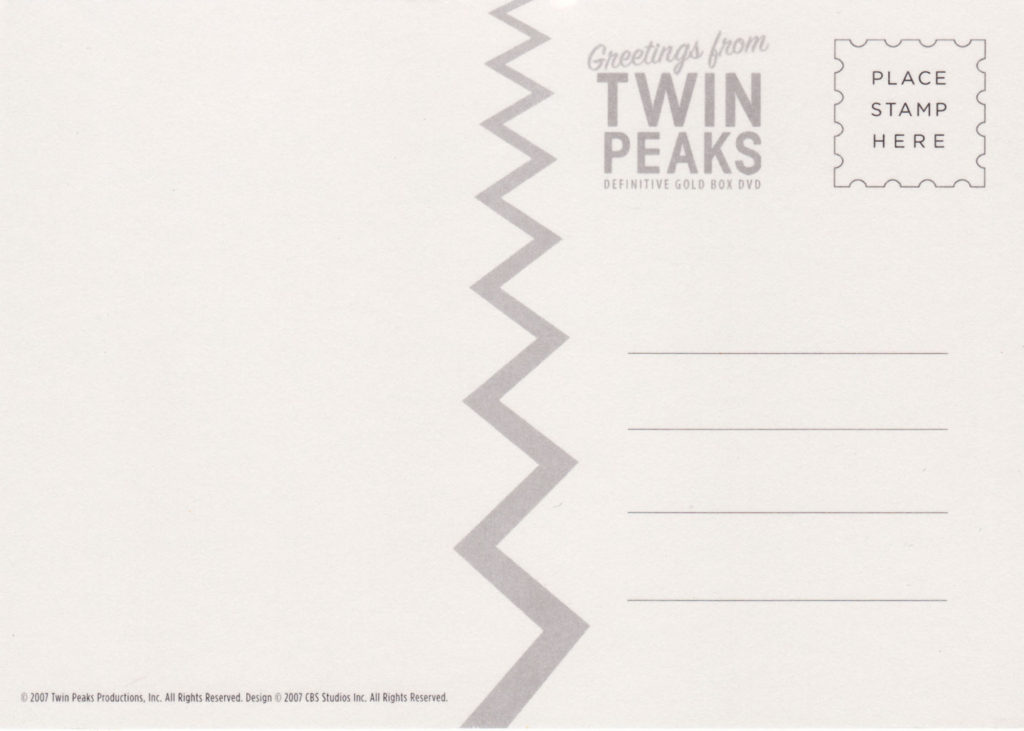 Back of Greetings from Twin Peaks DVD Postcard