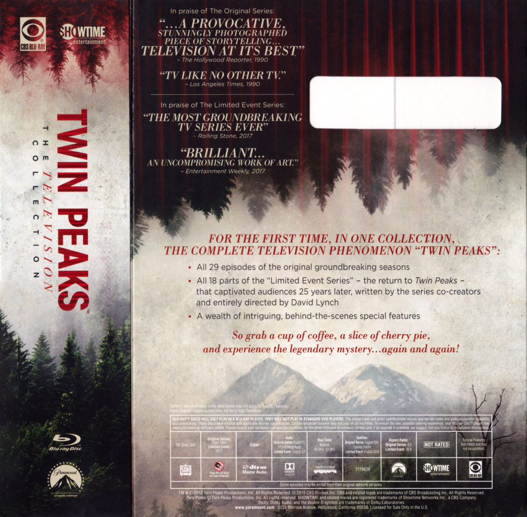 Twin Peaks - The Television Collection - Blu-ray Sleeve Back
