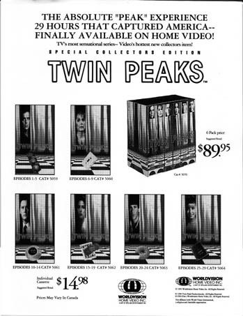 Twin Peaks - WorldVision Home Video VHS Set From 1993