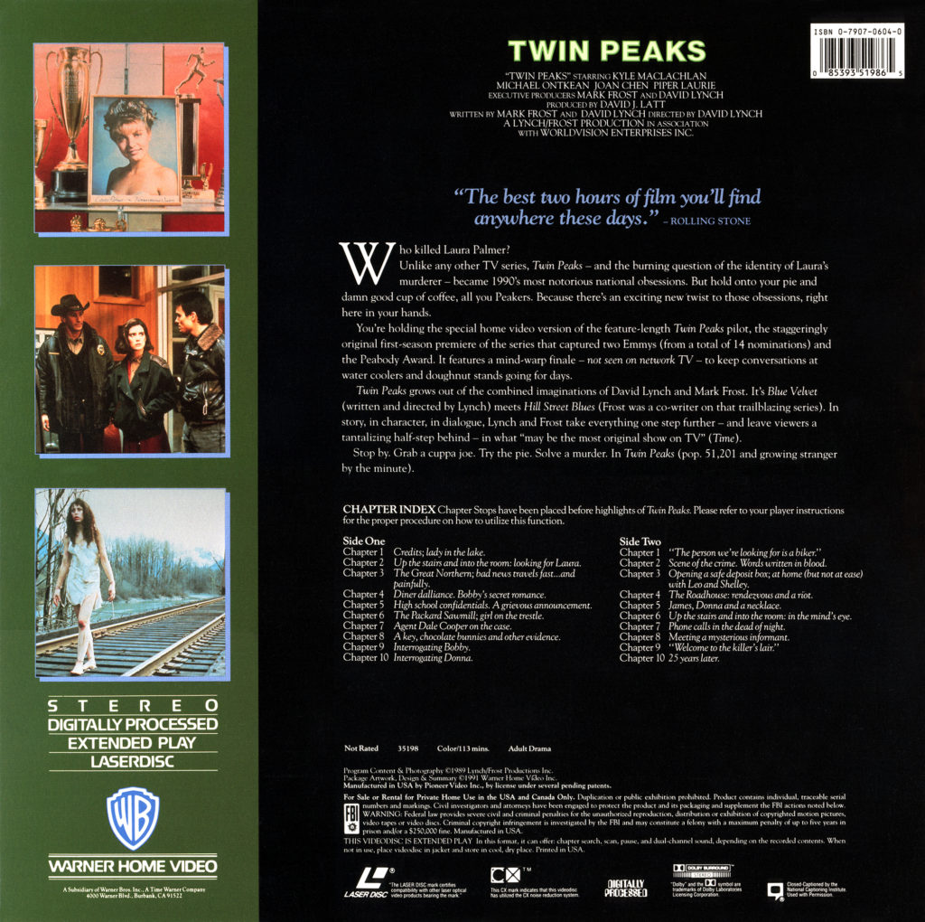 Twin Peaks Pilot Episode - Laserdisc U.S. Release