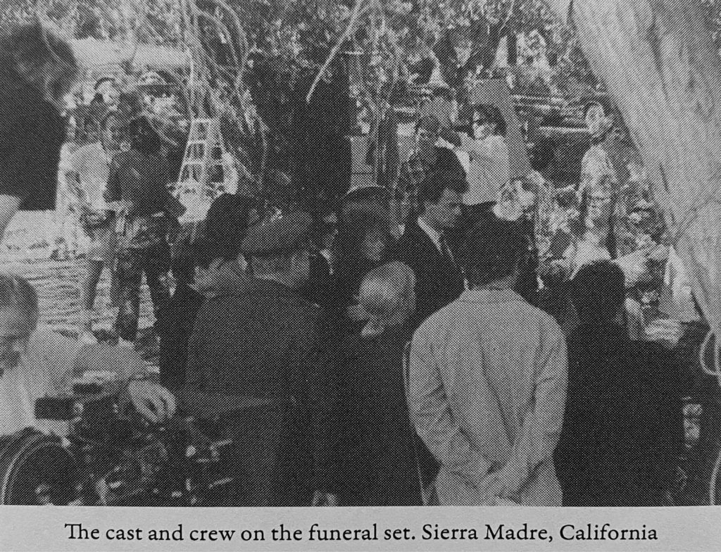 The Cast and Crew on the Funeral Set. Sierra Madre, California