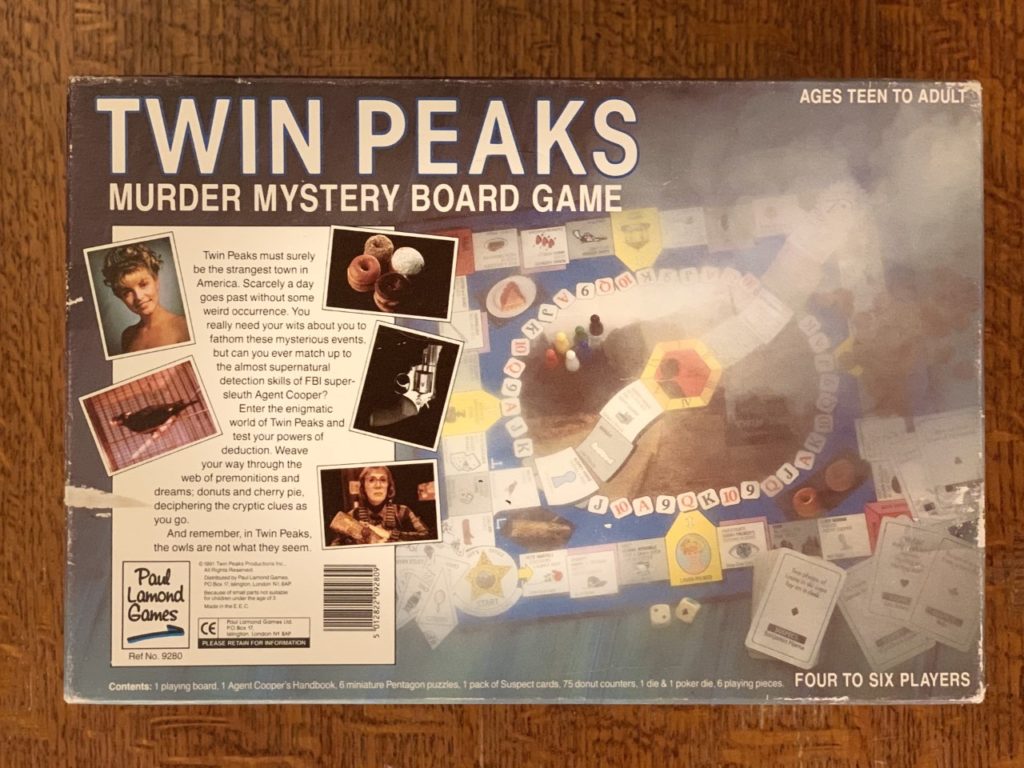 Twin Peaks Murder Mystery Board Game - Back Of Box
