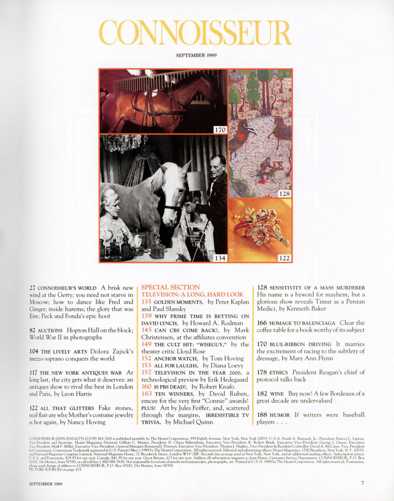 Connoisseur Magazine, September 1989 - Page 7